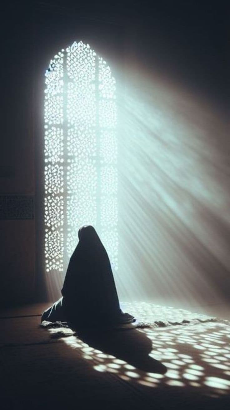 Patterned light through a mashrabīya window.